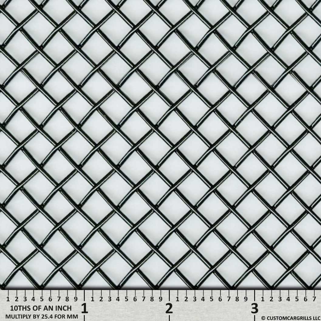 12in. x 48in. 3-Mesh Diamond Woven Grill Sheets - Gloss Black