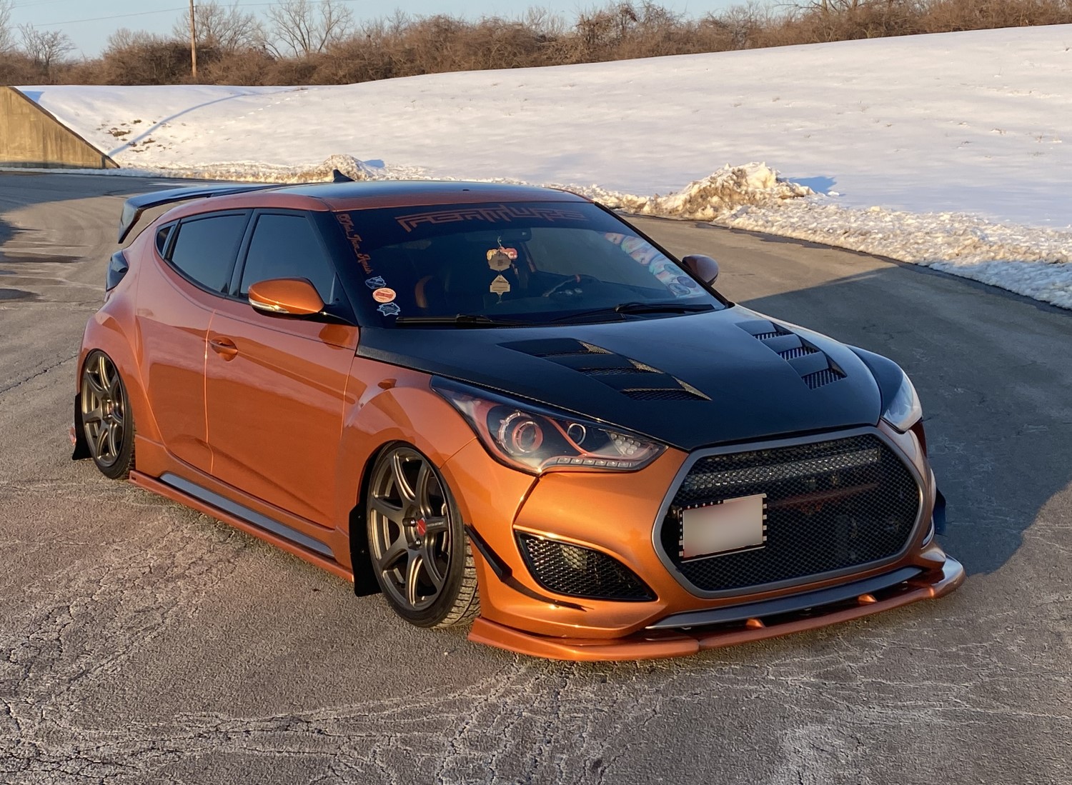 Orange Veloster Turbo Rings in the New Year with Custom Mesh Grille